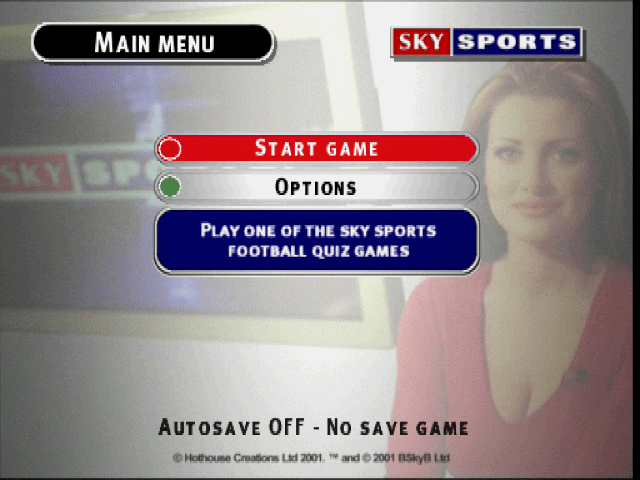 Sky Sports Football Quiz title screen for Playstation